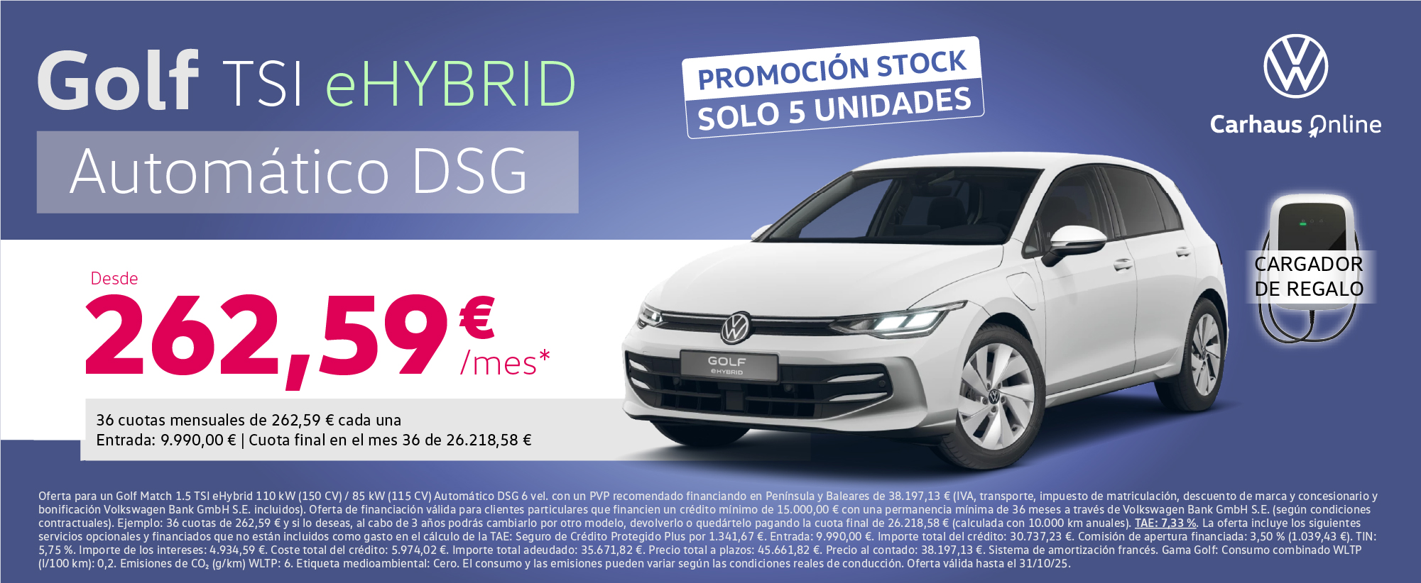 Golf Match e-hybrid Automático desde 263,59€/mes*